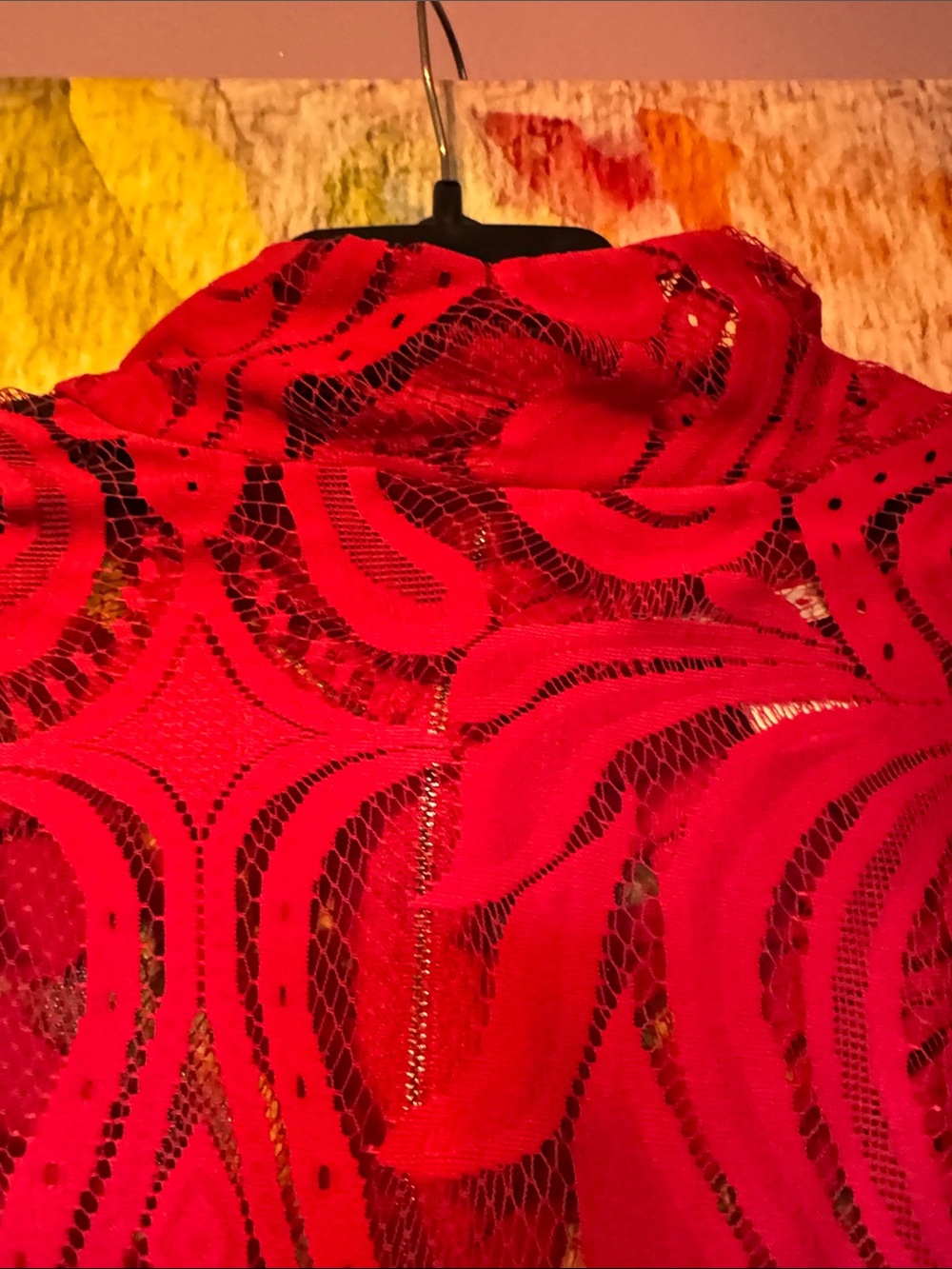 Ashley Stewart Fushia  Sheer Patterned Long-Sleeve Top - Picture 4 of 8